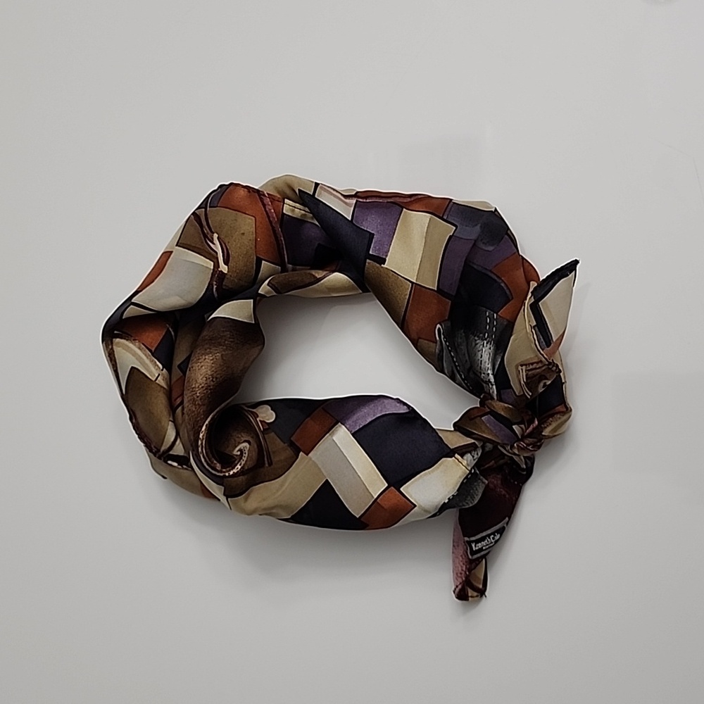 Kenneth Cole Small Square Neck Scarf 100% Silk, Bag Purse Print